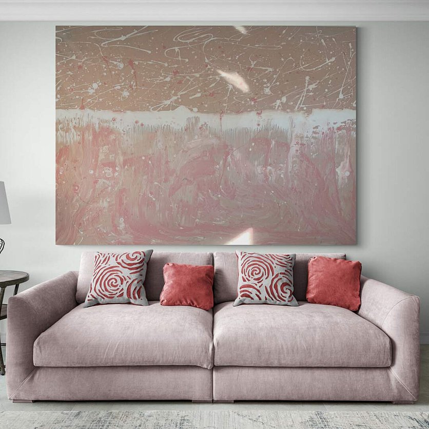 Ein großes Bild in den Farben nude, rose und weiss